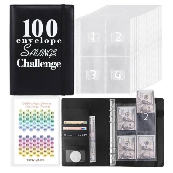 Other - 100 Envelope Savings Challenge Black Binder - Save $5,050 Budget Book